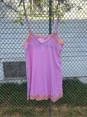 Free People Lavender Slip Dress with Peach Lace Trim